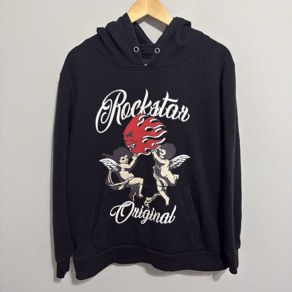 Rockstar Original Men’s Black Pullover Hoodie Graphic Print Logo Size XL